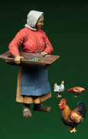 Russian old woman and hens